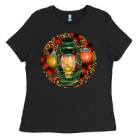 Black Xmas Lantern Christmas Ladies Tee - RanaPortraitStore