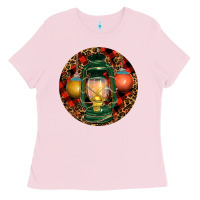 Bubblegum Pink Xmas Lantern Christmas Ladies Tee - RanaPortraitStore