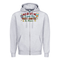 Heather Grey please let me drink my iced coffee in peace Zipper Hoodie - MaliasSmallBusiness