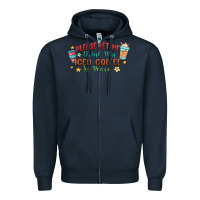 Navy please let me drink my iced coffee in peace Zipper Hoodie - MaliasSmallBusiness