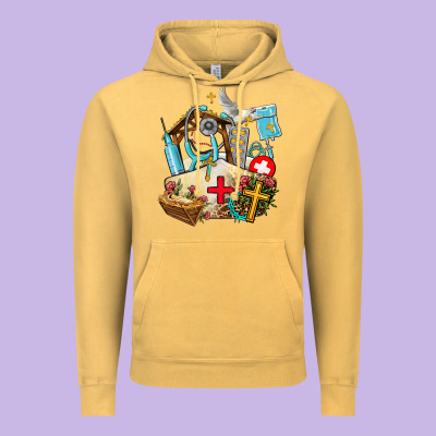 Nurse  Cross And Jesus Vintage Hoodie Designed By Adodesignshop