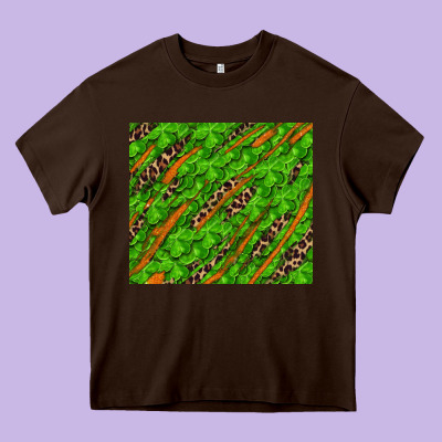 Heavy Core Tee Distressed Shamrock And Leopard