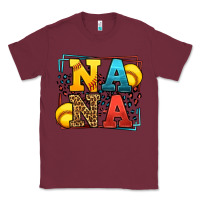 Burgundy Softball nana leopard frame Classic Tee - LillyAllenDesigns