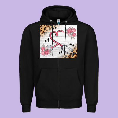 Customized Leopard Floral Nurse Zipper Hoodie Designed By Maliassmallbusiness