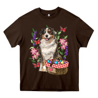 Chocolate Brown Easter Aussie Australian Shepherd Heavy Core Tee - RanaPortraitStore