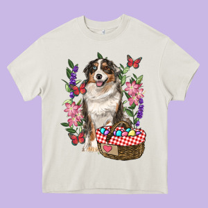 Easter Aussie Australian Shepherd Heavy Core Tee Designed By Ranaportraitstore