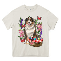 Cream Easter Aussie Australian Shepherd Heavy Core Tee - RanaPortraitStore
