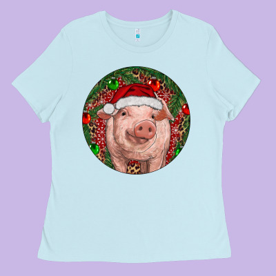 Ladies Tee Pig Christmas