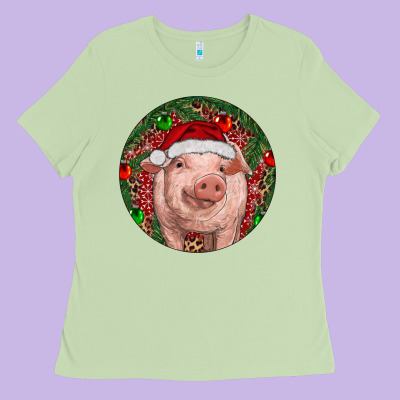 Ladies Tee Pig Christmas