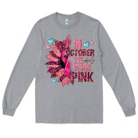 Heather Grey In october we wear pink Long Sleeve Tee - NancyCooperArtShop
