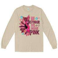 Mushroom In october we wear pink Long Sleeve Tee - NancyCooperArtShop