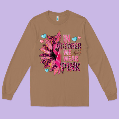 In October We Wear Pink Long Sleeve Tee Designed By Nancycooperartshop