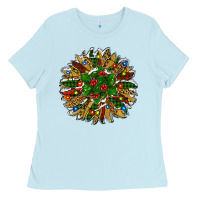 Baby Blue Leopard Christmas Sunflower Ladies Tee - RanaPortraitStore
