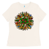 Bone Leopard Christmas Sunflower Ladies Tee - RanaPortraitStore
