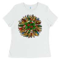 White Leopard Christmas Sunflower Ladies Tee - RanaPortraitStore