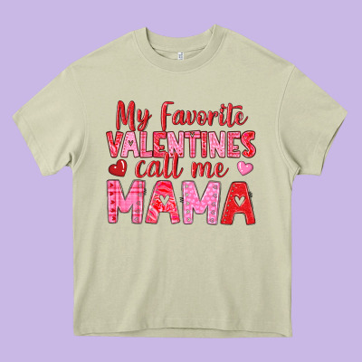 My Favorite Valentines Call Me Mama Heavy Core Tee Designed By Texasbilliewilder