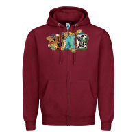 Burgundy one baby cow Zipper Hoodie - NancyCooperArtShop