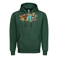 Sports Green one baby cow Zipper Hoodie - NancyCooperArtShop