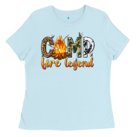 Baby Blue camp fire legend with fire Ladies Tee - texasbilliewilder