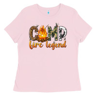 Bubblegum Pink camp fire legend with fire Ladies Tee - texasbilliewilder