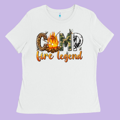 Ladies Tee camp fire legend with fire