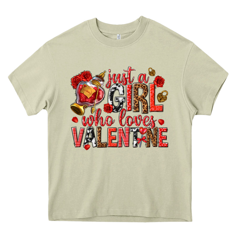 Just A Girl Who Loves Valentine Heavy Core Tee by texasbilliewilder | Teevron