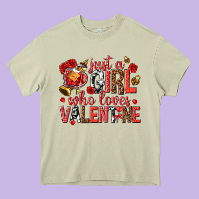 Just A Girl Who Loves Valentine Heavy Core Tee Designed By Texasbilliewilder