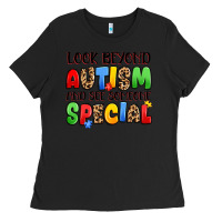 Black look beyond autism and see someone special Ladies Tee - JahusDesignShop