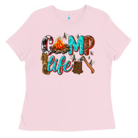 Bubblegum Pink camp life Ladies Tee - texasbilliewilder
