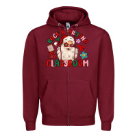 Burgundy rockin around the classroom Zipper Hoodie - MaliasSmallBusiness