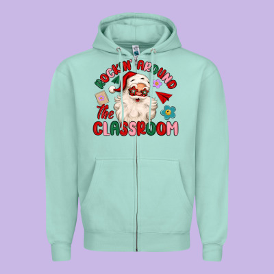 Rockin Around The Classroom Zipper Hoodie Designed By Maliassmallbusiness