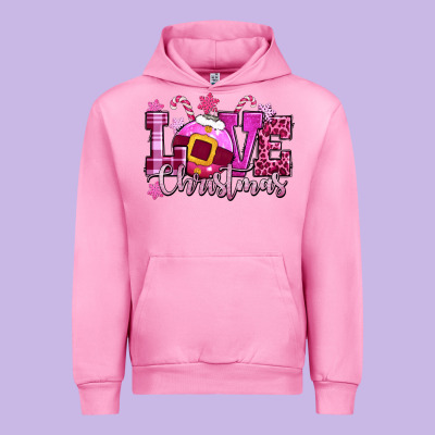 Love Christmas Pink Urban Hoodie Designed By Cowgirlartshop