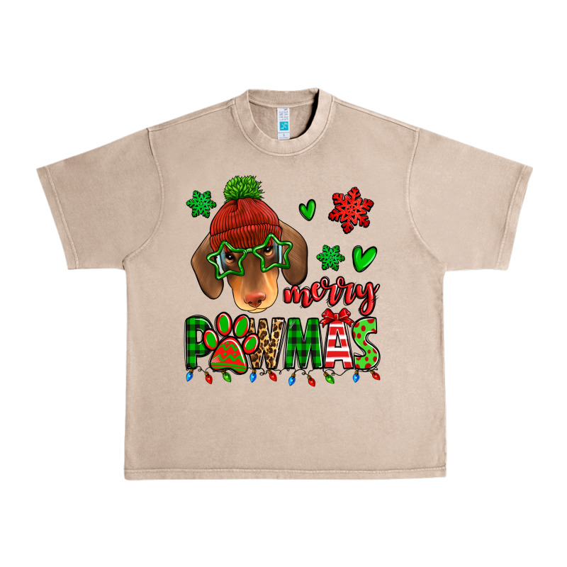Merry Pawmas Christmas Dachshund Urban Heavy Tee by Jasminsmagicworld | Teevron