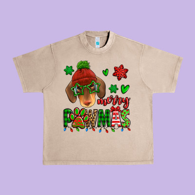 Merry Pawmas Christmas Dachshund Urban Heavy Tee Designed By Jasminsmagicworld