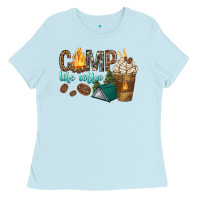 Baby Blue camp life coffee with coffee cup Ladies Tee - texasbilliewilder