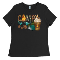 Black camp life coffee with coffee cup Ladies Tee - texasbilliewilder