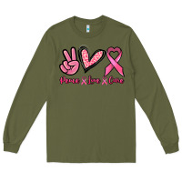 Army Green Peace love cure Long Sleeve Tee - NancyCooperArtShop