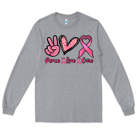 Heather Grey Peace love cure Long Sleeve Tee - NancyCooperArtShop