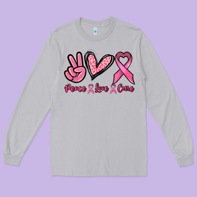 Peace Love Cure Long Sleeve Tee Designed By Nancycooperartshop