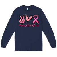 Navy Peace love cure Long Sleeve Tee - NancyCooperArtShop