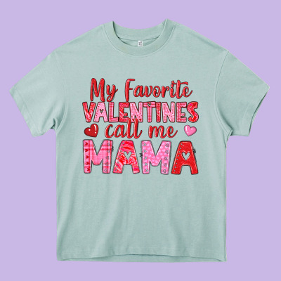 My Favorite Valentines Call Me Mama Heavy Core Tee Designed By Texasbilliewilder