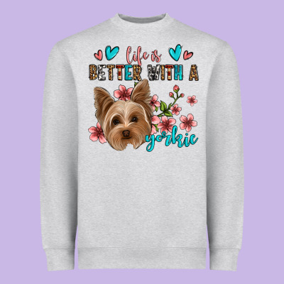 Life Is Better With A Yorkie Heavyweight Sweatshirt Designed By Jasminsmagicworld