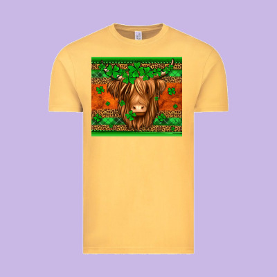 St Patricks Day Long Haired Cow Vintage Tee Designed By Jasminsmagicworld