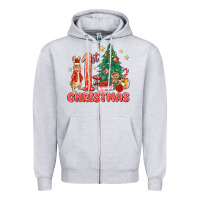 Heather Grey red christmas bunny 1st christmas Zipper Hoodie - MaliasSmallBusiness