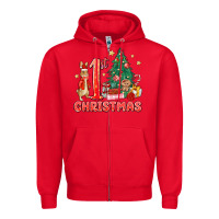 Red red christmas bunny 1st christmas Zipper Hoodie - MaliasSmallBusiness