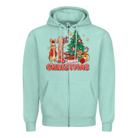 Seafoam red christmas bunny 1st christmas Zipper Hoodie - MaliasSmallBusiness