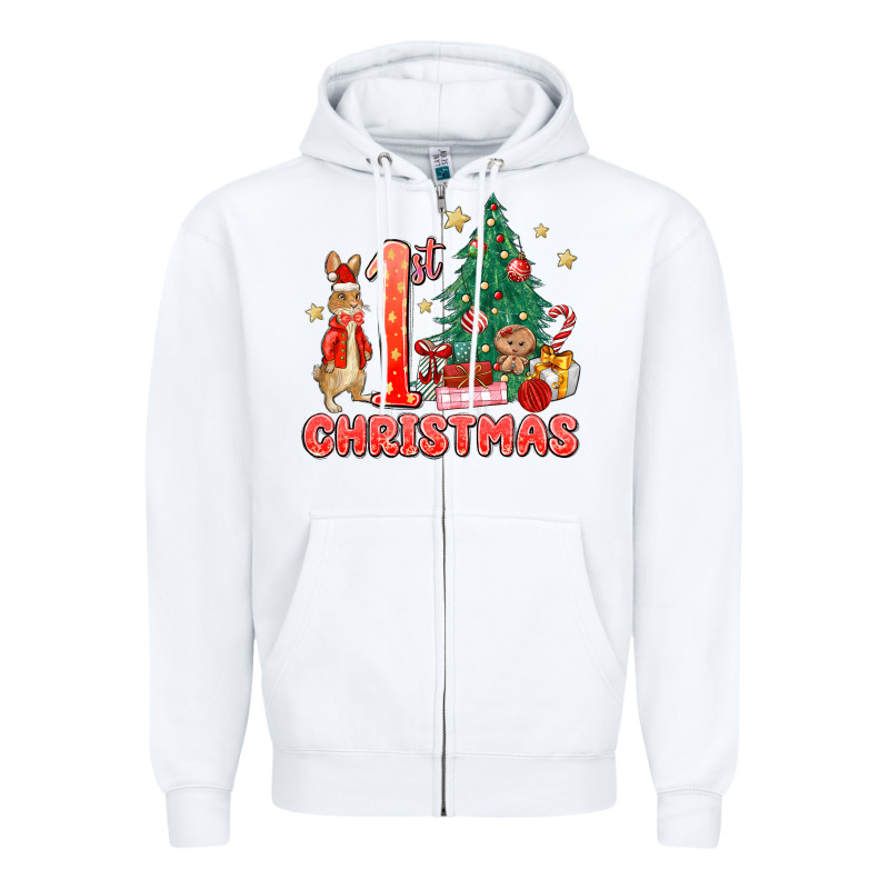 Red Christmas Bunny 1st Christmas Zipper Hoodie by MaliasSmallBusiness | Teevron
