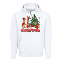 White red christmas bunny 1st christmas Zipper Hoodie - MaliasSmallBusiness