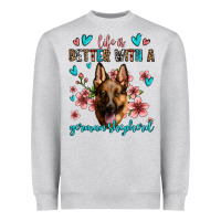 Heather Grey life is better with a german shepherd Heavyweight Sweatshirt - Jasminsmagicworld