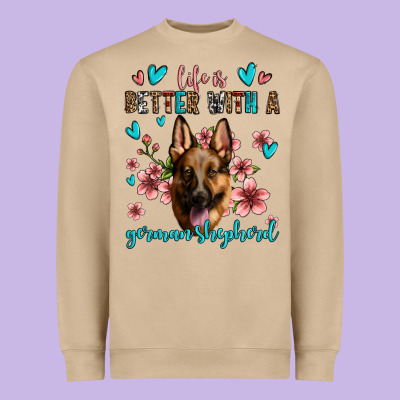Life Is Better With A German Shepherd Heavyweight Sweatshirt Designed By Jasminsmagicworld